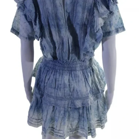 LoveShackFancy Natasha Dress Washed Denim Blue Ruffle Mini - Picture 10 of 11